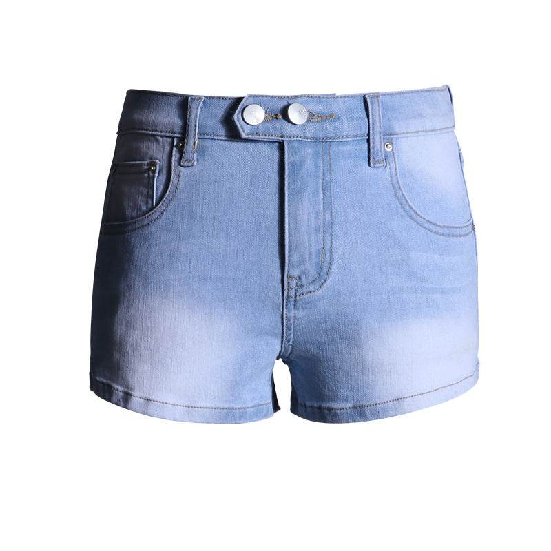 Elastic Low Waist Denim Shorts For Women - Mubimart