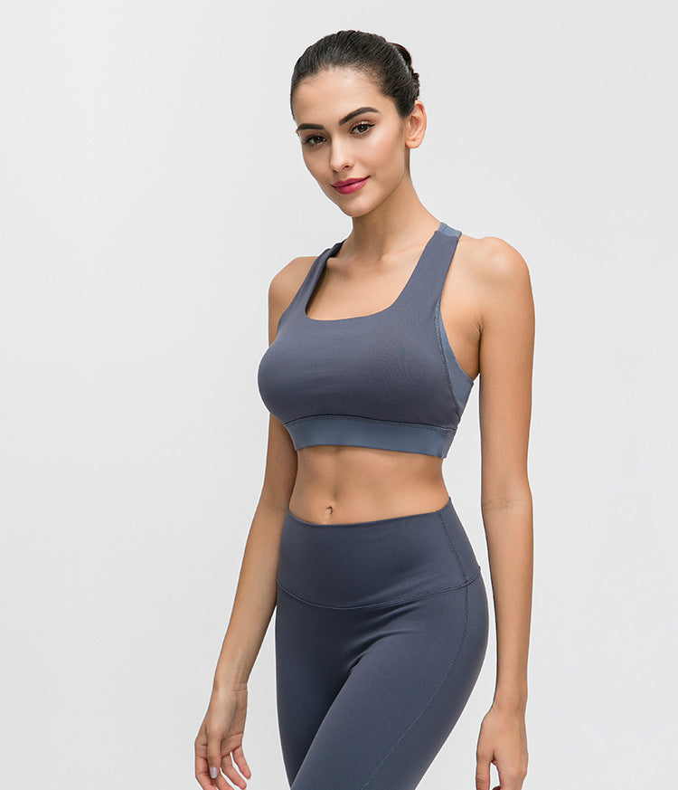 Contrast-panel sports bra - Mubimart -  