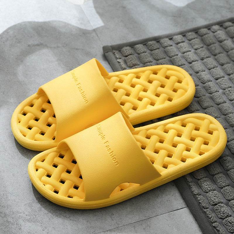 Solid Color Letter Bath Indoor Non-slip Plastic Slipper - Mubimart