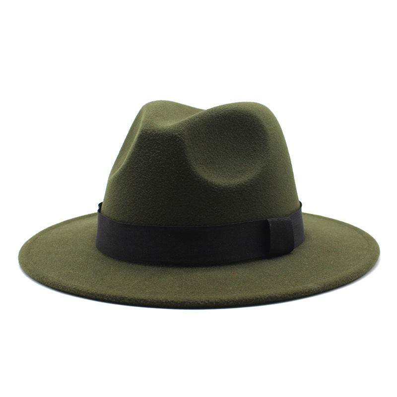 New Panama Flat Brim Fedora Hat Woolen Hat Men's And Women's Hats - Mubimart