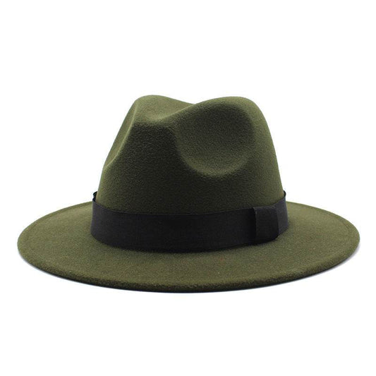 New Panama Flat Brim Fedora Hat Woolen Hat Men's And Women's Hats - Mubimart