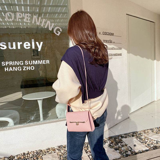 New Heart Shaped Horizontal Lock Ladies Satchel Bag - Mubimart
