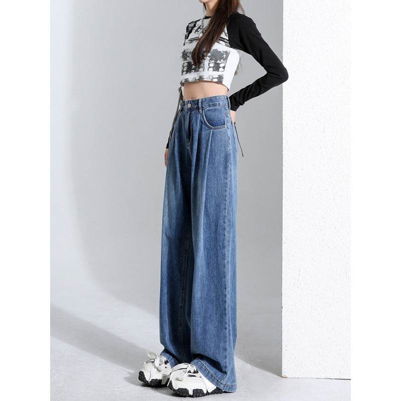 Retro High Waist Wide Leg Jeans For Women - Mubimart