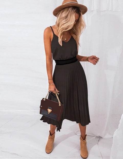 V-neck camisole dress - Mubimart