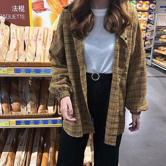 Blouses Plaid Shirt - Mubimart
