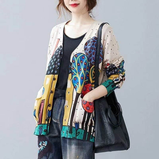 Retro Literary Plus Size Women's Wool Cardigan Coat - Mubimart