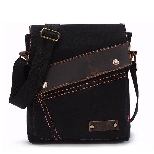 Canvas bag men and women vertical crossbody bag shoulder bag retro - Mubimart