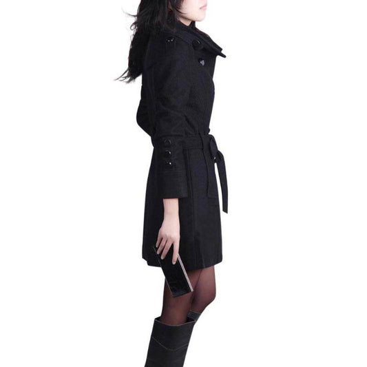Woolen coat trench coat - Mubimart