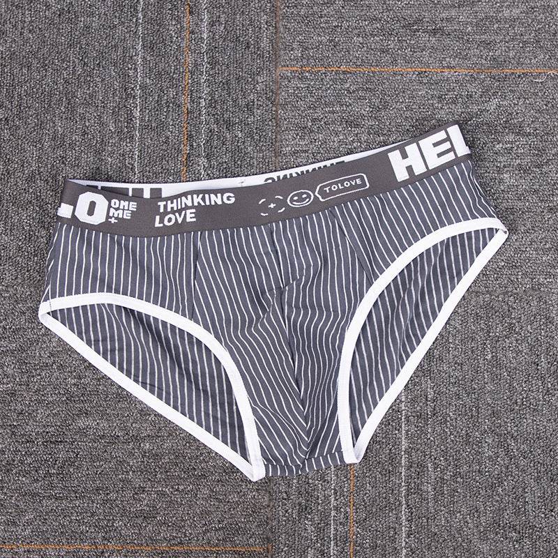 Striped Cotton Triangle Men's Briefs Low Waist Breathable Men's Underwear Briefs - Mubimart