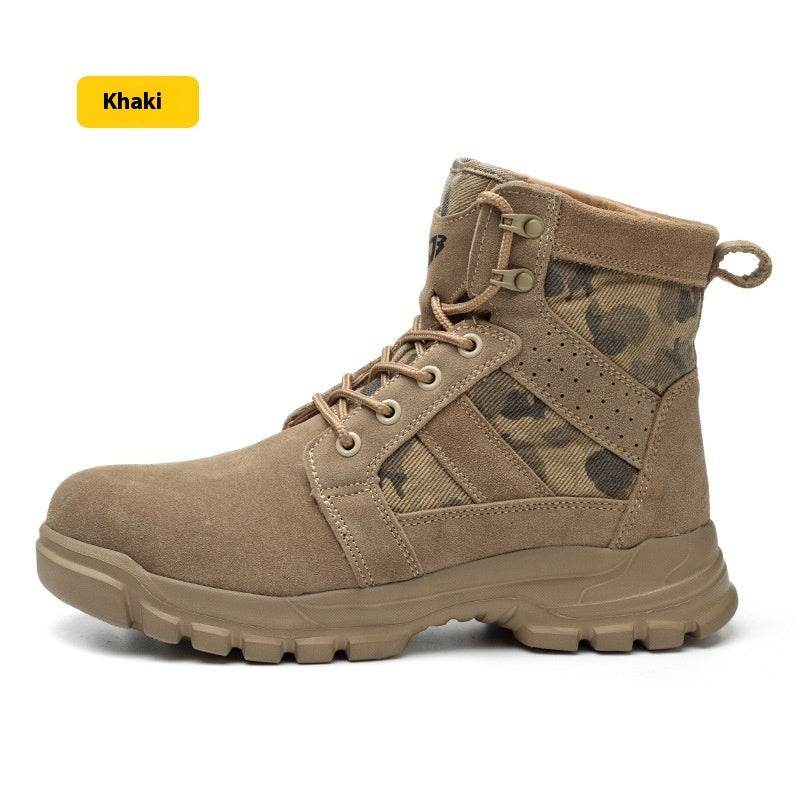 Outdoor Protective Combat Boots Steel Toe Cap Attack Shield And Anti-stab Safety Boots Wear-resistant High-top - Mubimart