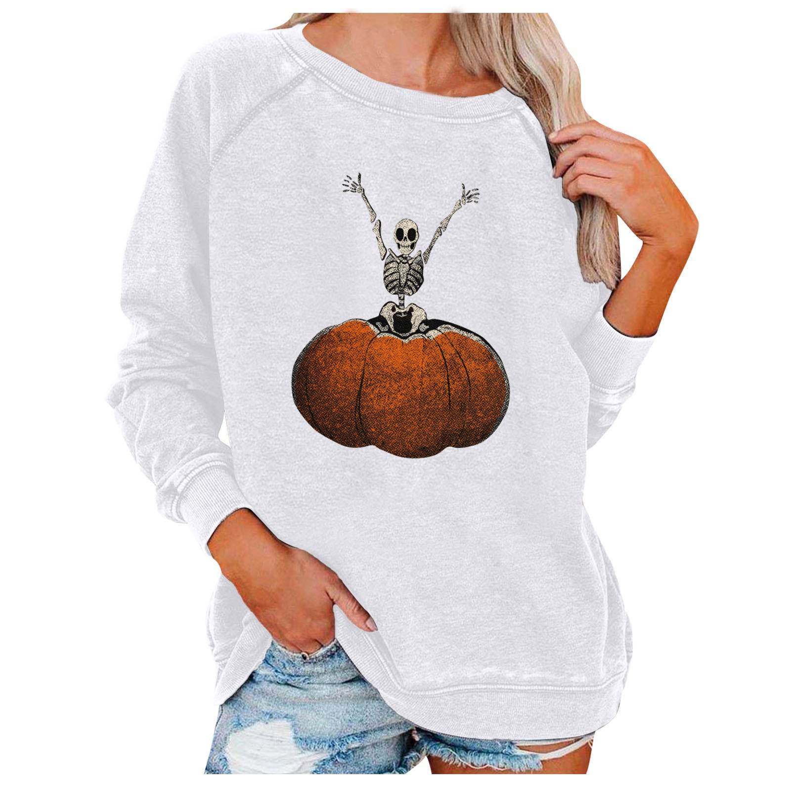Loose Women's Tops Halloween Themed Sweatshirts - Mubimart