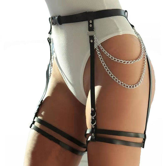 Belt And Leg Loops In One New Chain Garter Belt Leather Appeal - Mubimart