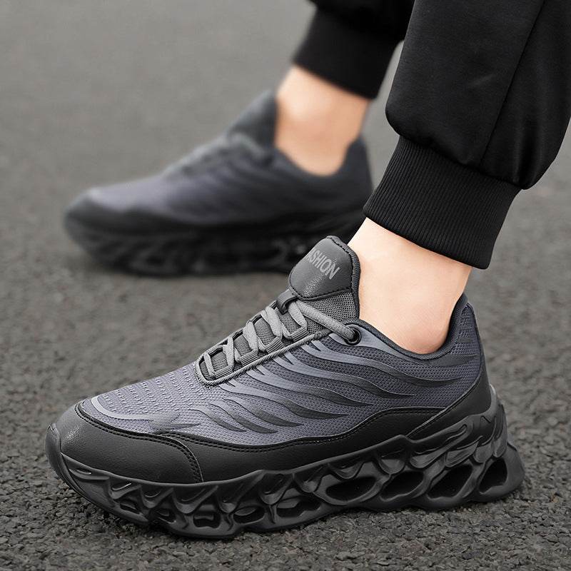 Men's Lace-up Sneakers Thick-soled Daddy Vulcanized Shoes Outdoor Running Sports Casual Shoes - Mubimart