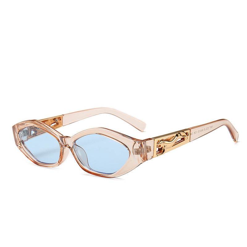 Angular Cat-eye Sunglasses, Modern Retro Temples In The Shape Of A Jumping Cheetah - Mubimart
