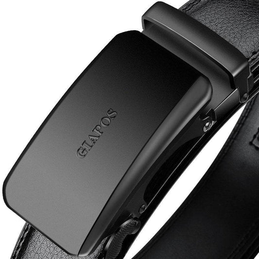 Automatic belt buckle real belt - Mubimart