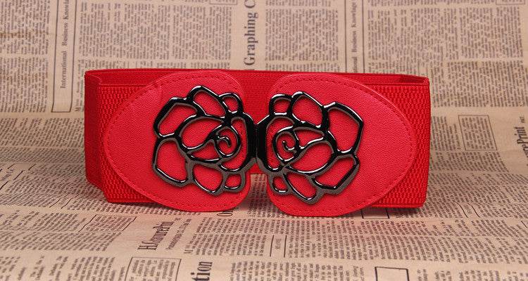 3 Women's Belts Elastic Belts Belts Rose Buckle Belts Tight Belts - Mubimart