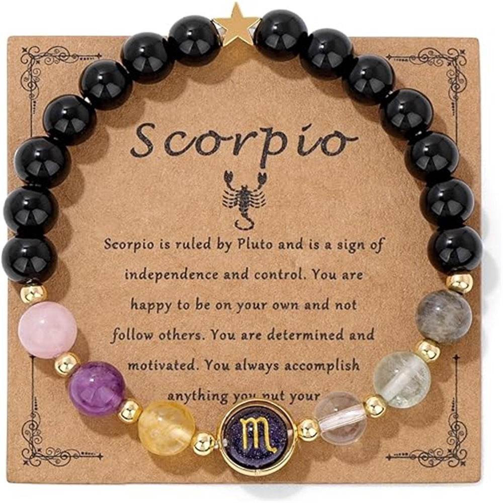12 Constellation Beaded Bracelet Men And Women Natural Stone - Mubimart