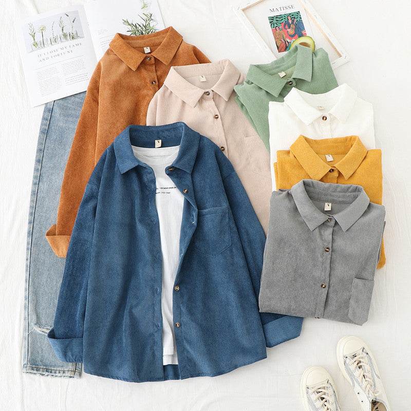 Loose long sleeve shirt jacket - Mubimart