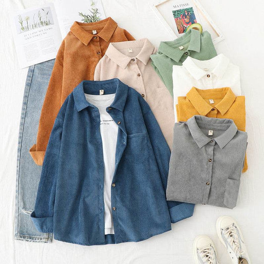 Loose long sleeve shirt jacket - Mubimart