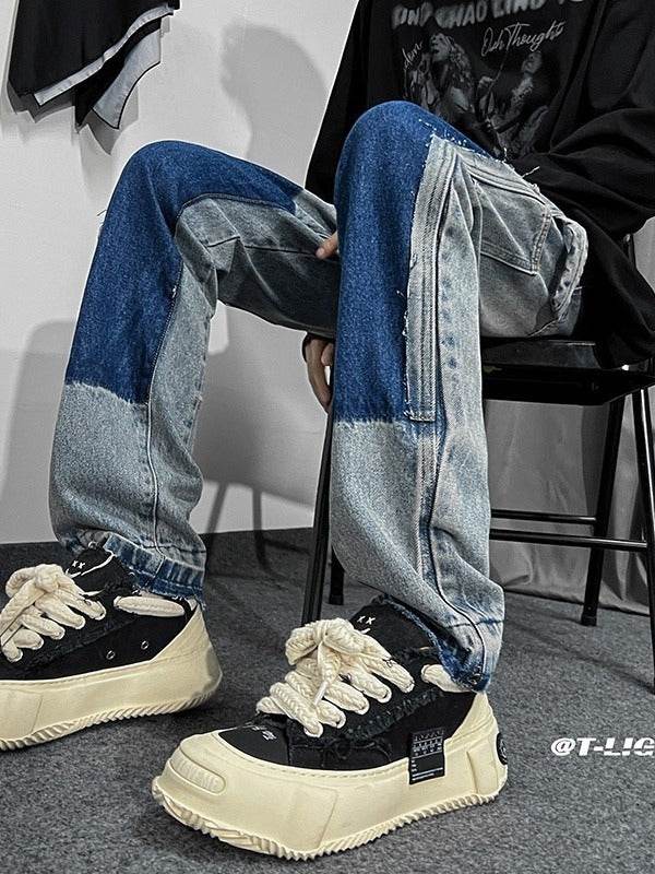 Black Bootcut Raw Hem Jeans Male - Mubimart