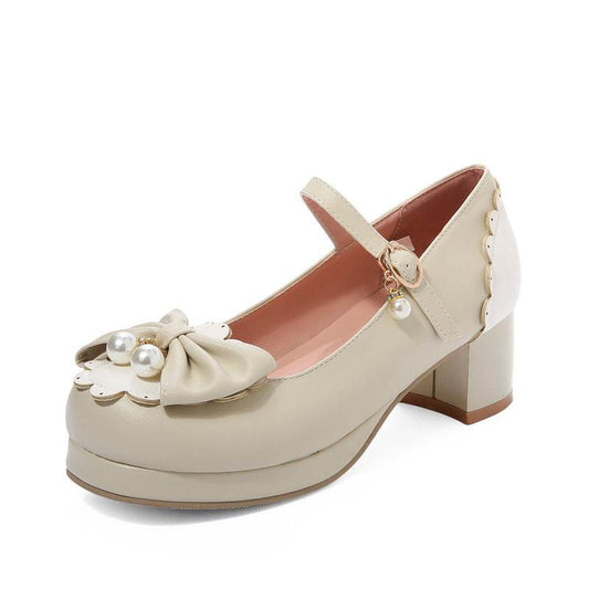 Sweet bow Mary Jane shoes - Mubimart