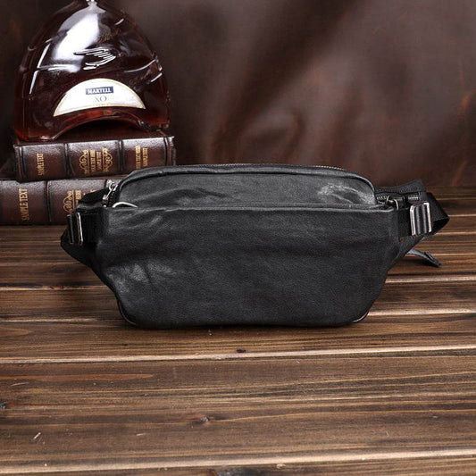 Leather Fanny Pack Multifunctional Sports Oxskin Casual Fashion Crossbody Bag - Mubimart