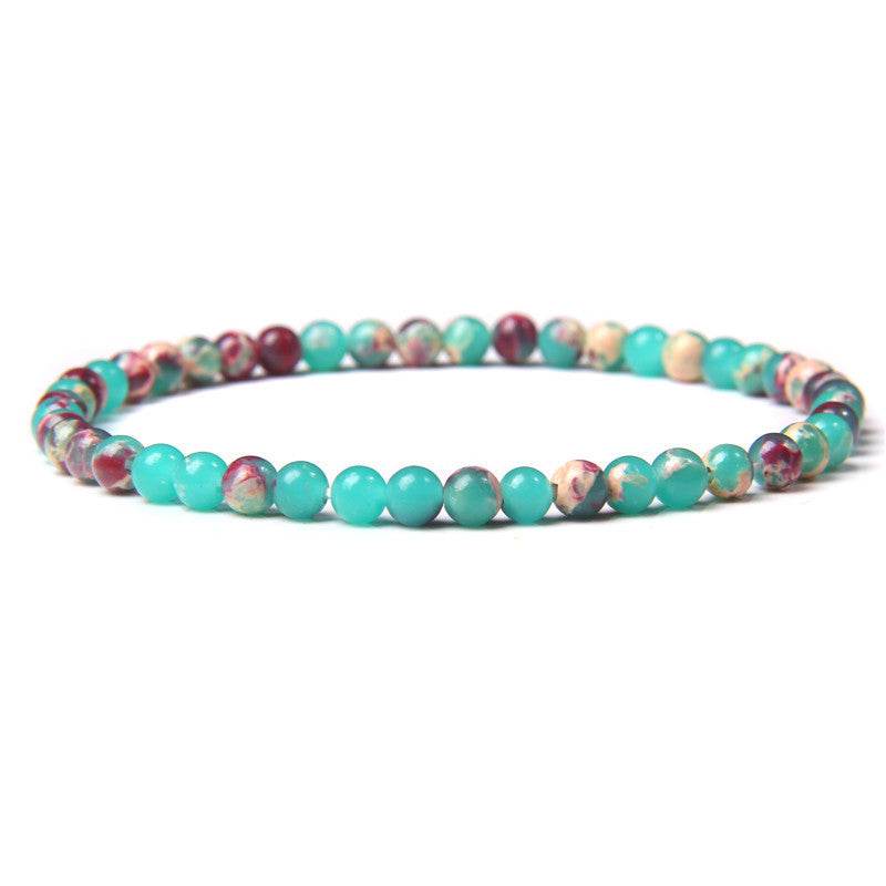 4mm Natural Agate Stone Beads Energy Charm Bracelet For Women - Mubimart