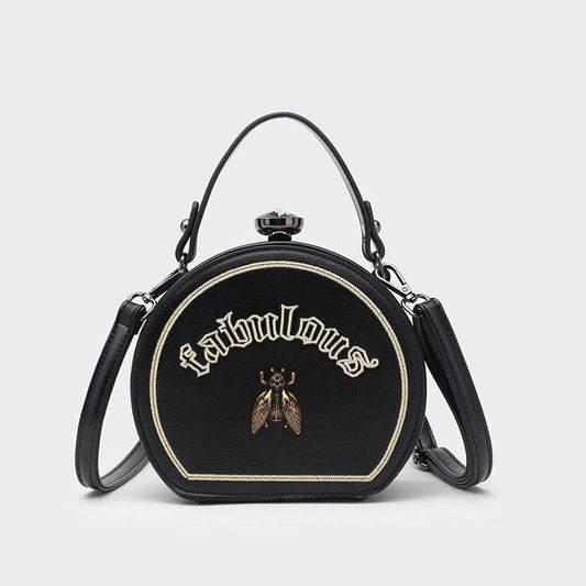 Bee embroidered small round satchel - Mubimart
