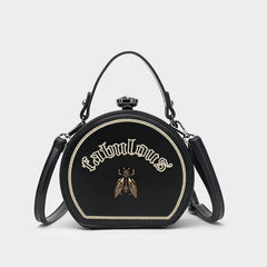 Bee embroidered small round satchel