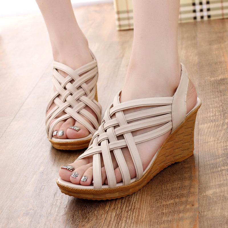 Fishbill Wedge Sandals - Mubimart