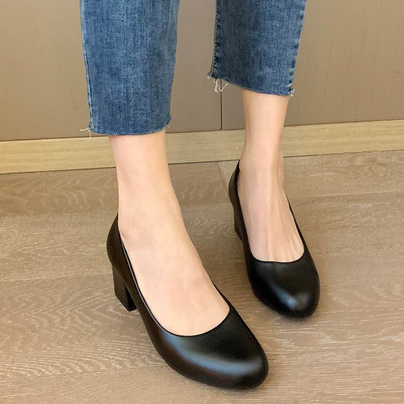 New Women's Black Professional High Heel Work Shoes - Mubimart