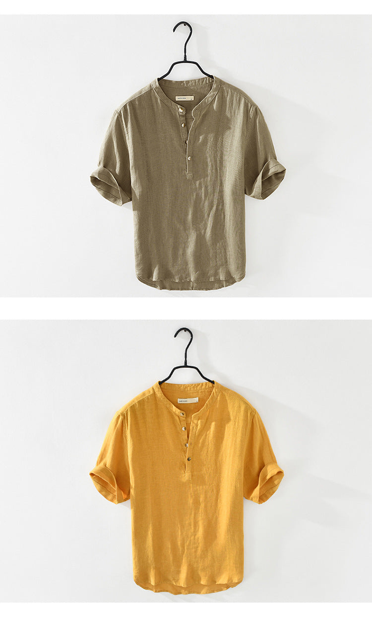 Linen Shirt Summer Half Sleeves Cotton Linen Shirt