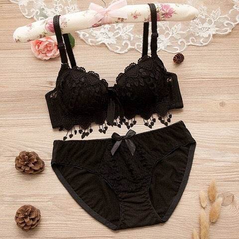 Thin Lace Push Up Adjustable Bra Set - Mubimart