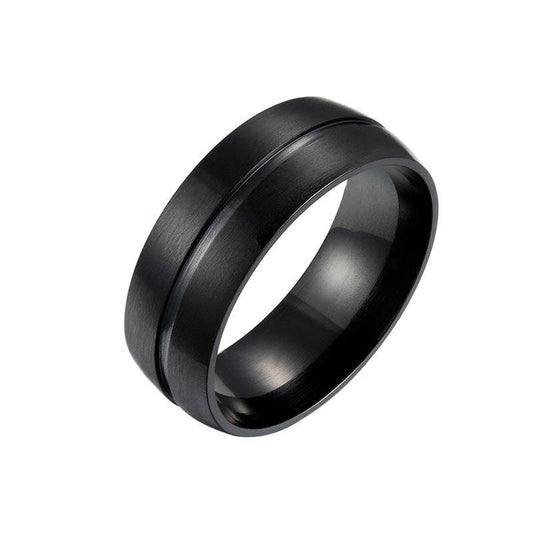 Stainless Steel Ring Black For Men - Mubimart