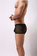 Mesh boxer briefs hollowed out