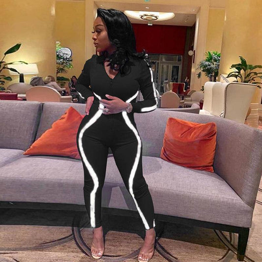 Reflective Paneled Bodysuit - Mubimart