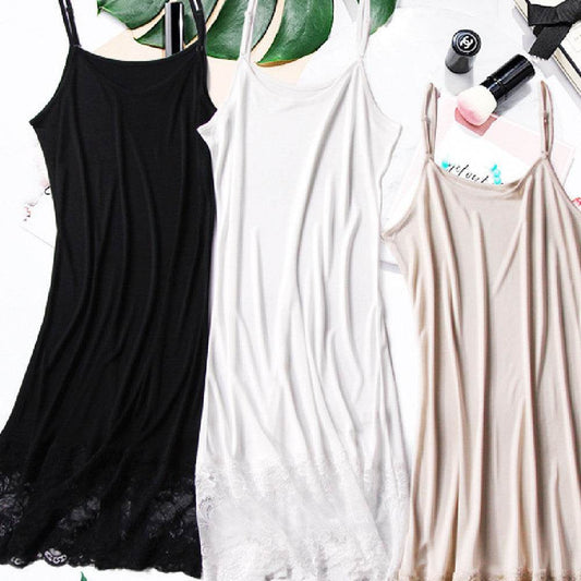 Summer Silk Slip Dress Black - Mubimart