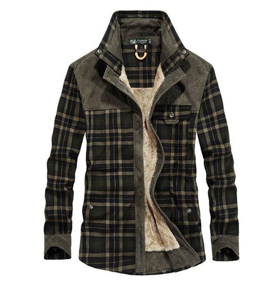 Winter Jacket Men Thicken Warm Fleece Jackets Coats Pure Cotton Plaid Jacket Military Clothes - Mubimart