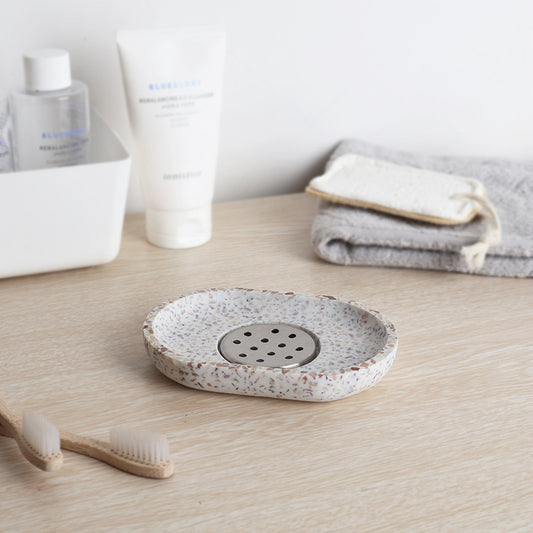 Oval terrazzo soap dish