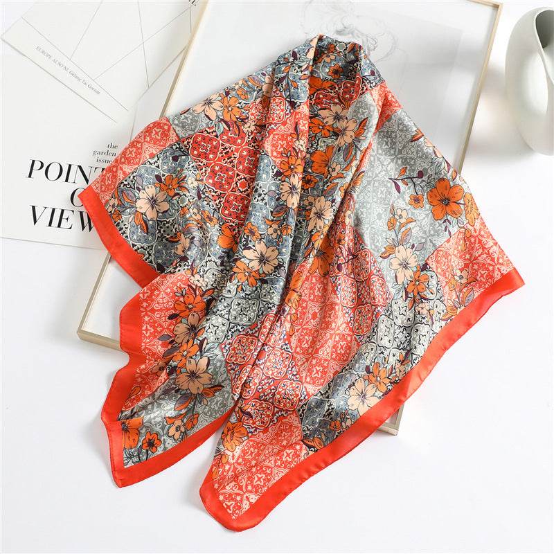Fashion Silk Scarves Female Printing Hijab - Mubimart