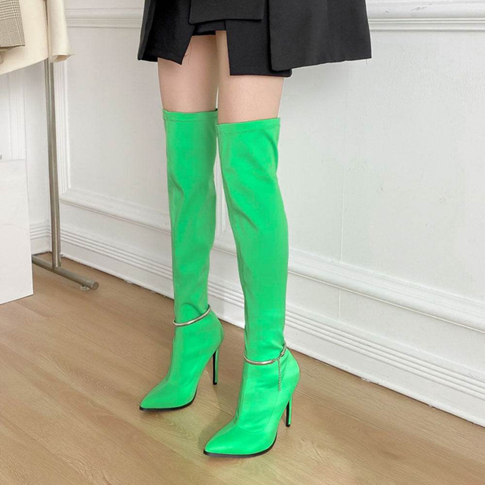 Over-the-knee Boots Stiletto Stretch Fabric - Mubimart