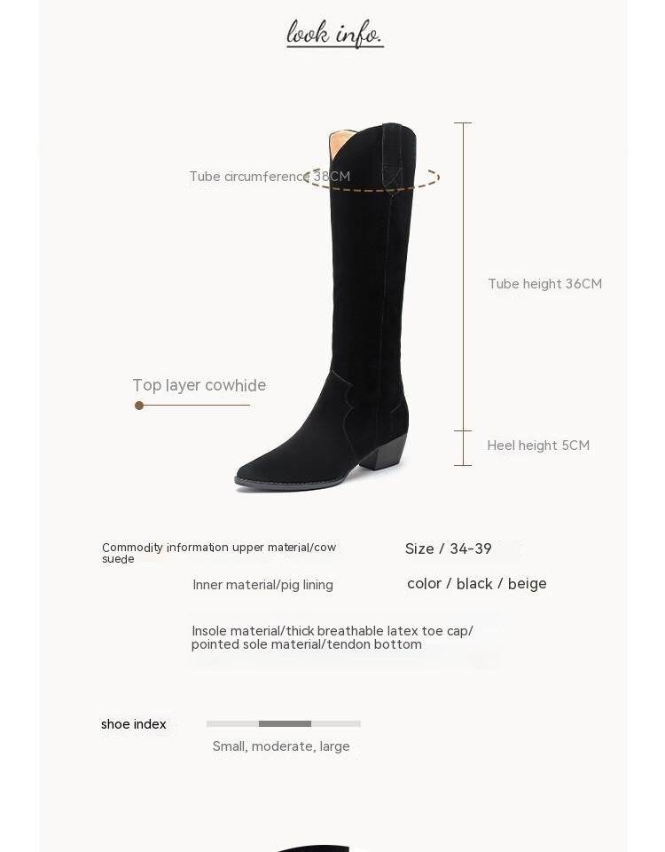 Retro Western Cowboy Boot Pointed Chunky Heel - Mubimart
