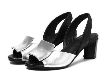 Fish Mouth Block Heel Women Sandals - Mubimart
