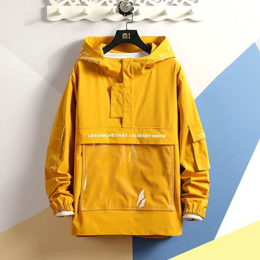 Plus Size Fashion Print Hooded Long Sleeve Pullover Jacket - Mubimart