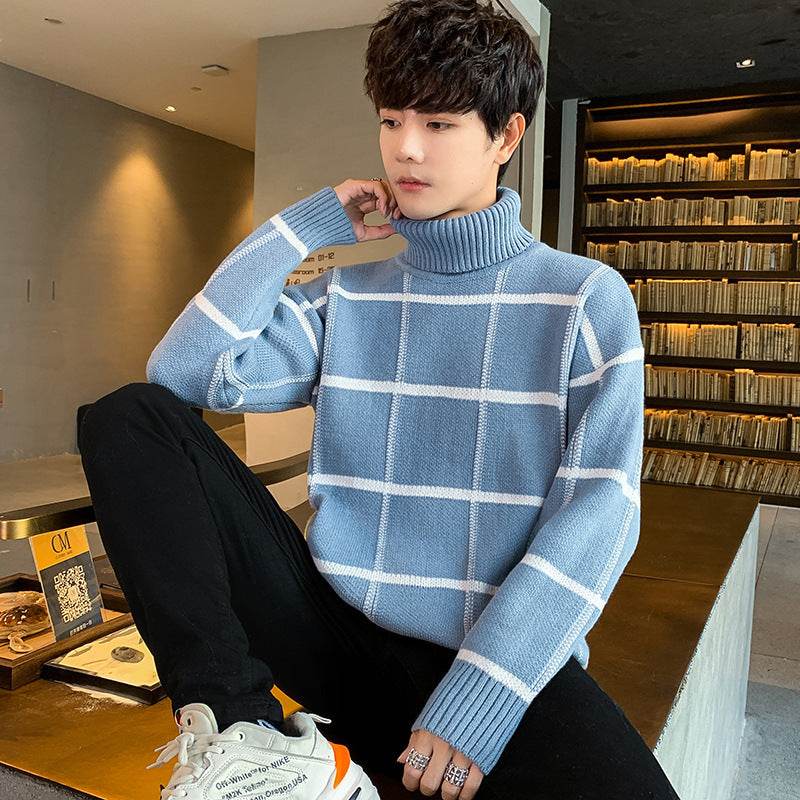 Turtleneck sweater men's knit sweater personality sweater - Mubimart
