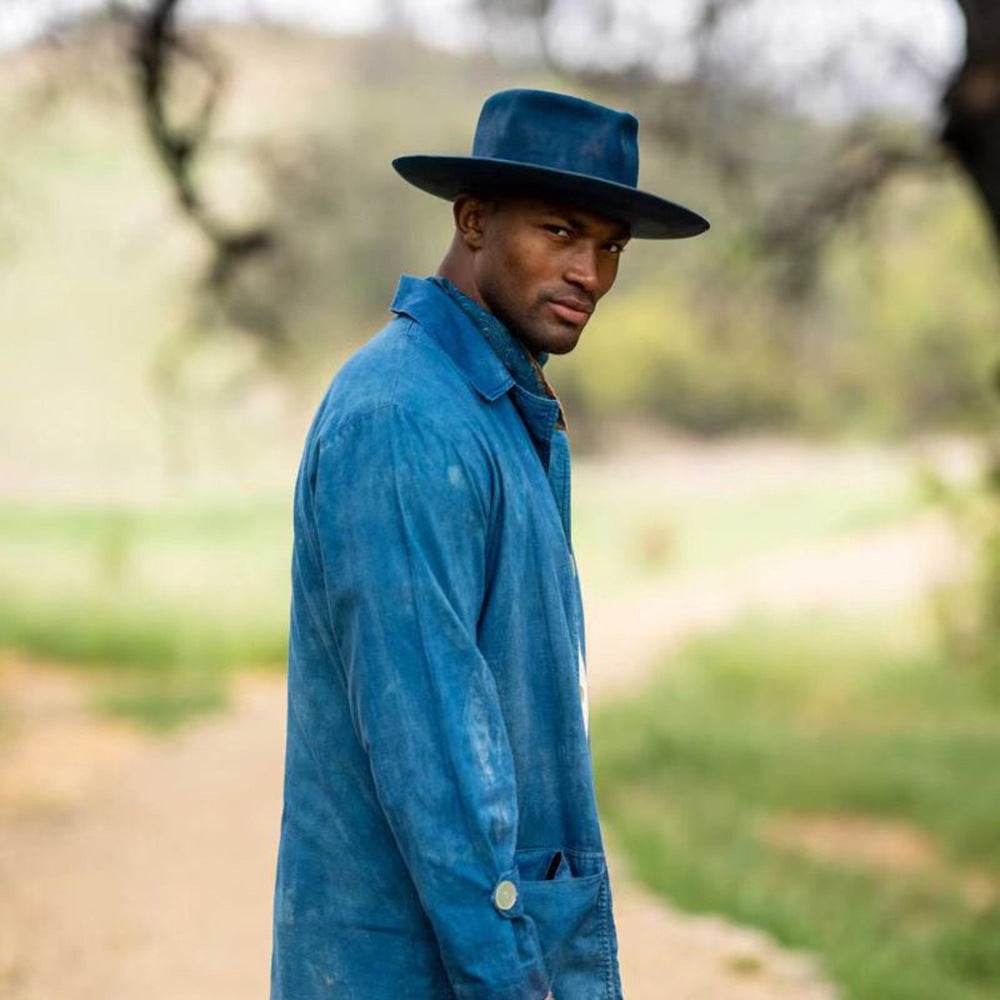 Men's Fedora Hat Felt Cap Dual-color Patchwork Felt Hat - Mubimart