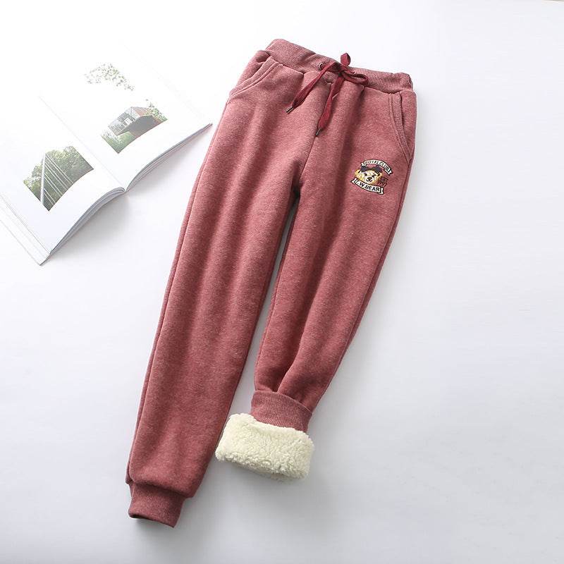 Lamb velvet sweatpants Trousers - Mubimart