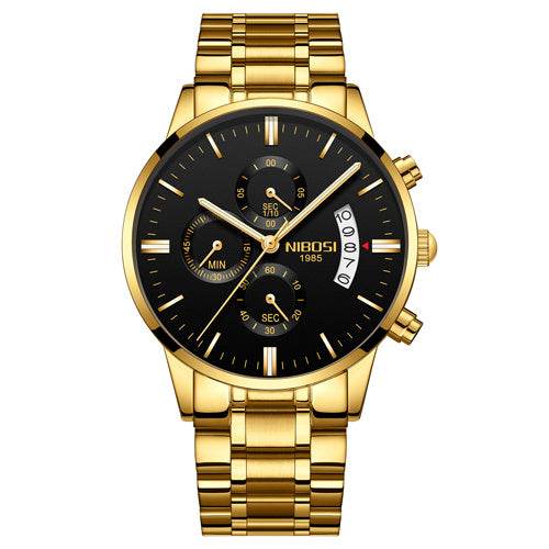 Men Watch Chronograph Sport Mens Watches Top Brand Luxury Waterproof Full Steel Quartz Gold Clock Men Relogio Masculino - Mubimart