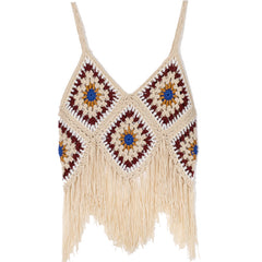 Bohemian Tassel Spaghetti-strap Camisole Top - Mubimart -  