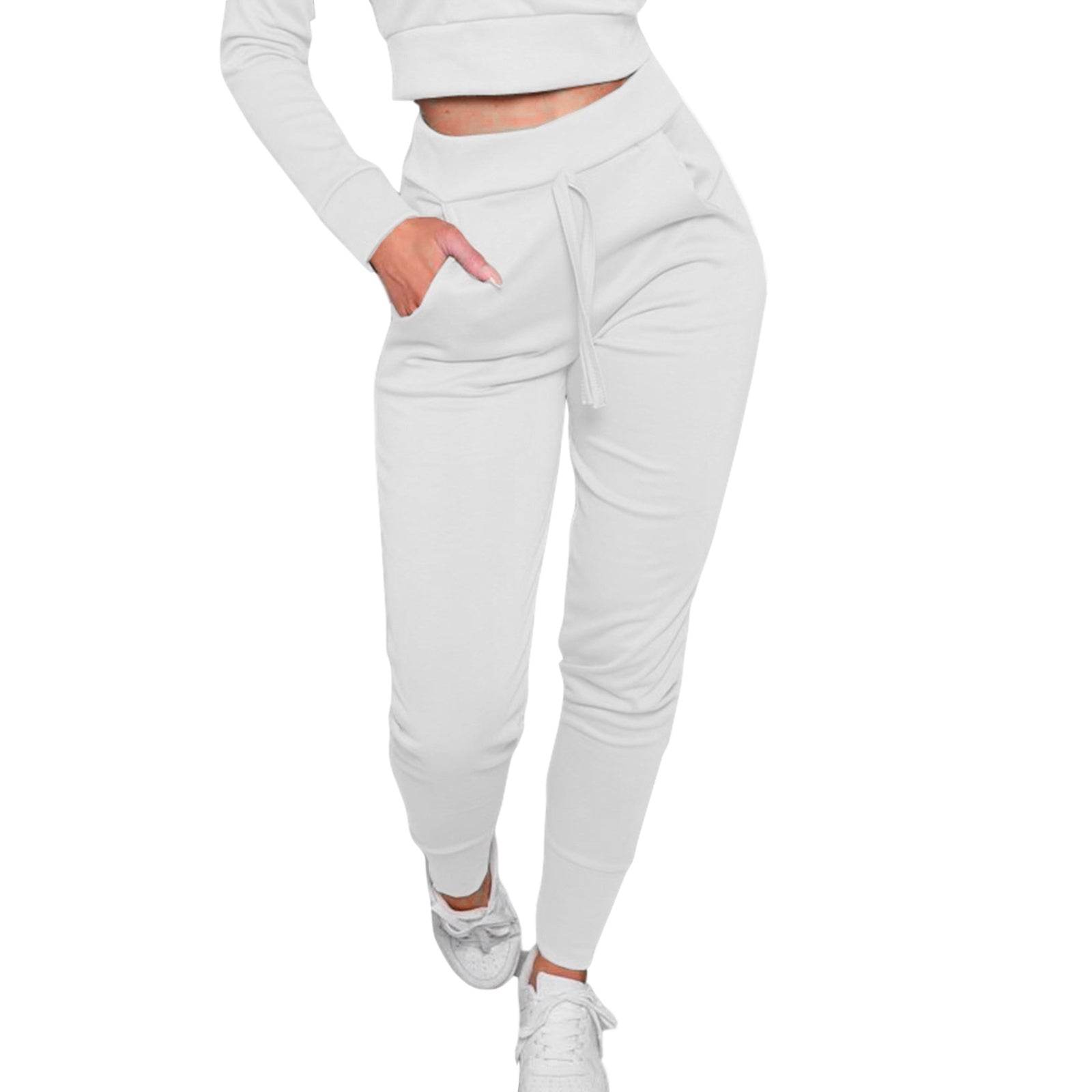 Women Korean Style High Waist Lace-up Sweatpants Autumn Winter Fashion Casual Joggers Pants Slim Fit Pencil Trousers Femme - Mubimart